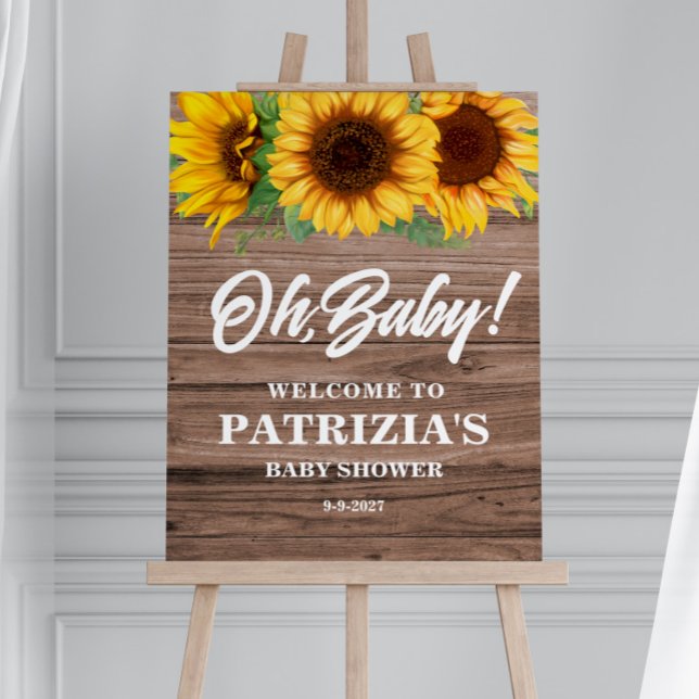 Rustic Sunflower Fall Welcome Oh Baby Shower Foam Board (Creator Uploaded)