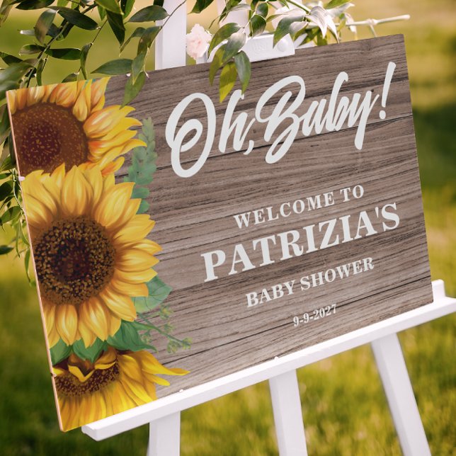 Rustic Sunflower Fall Welcome Oh Baby Shower Foam Board (Creator Uploaded)