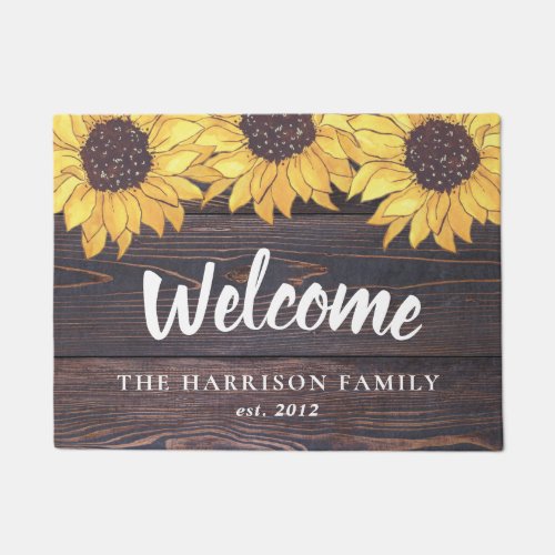 Rustic Sunflower Family Doormat