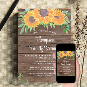 Rustic Sunflower Family Reunion  Invitation