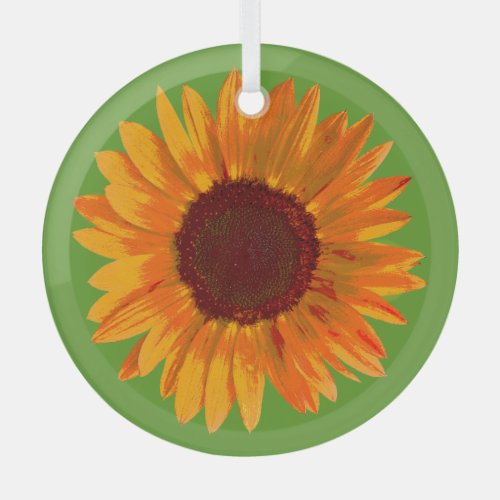 Rustic Sunflower Farm House Charm Suncatcher Glass Ornament