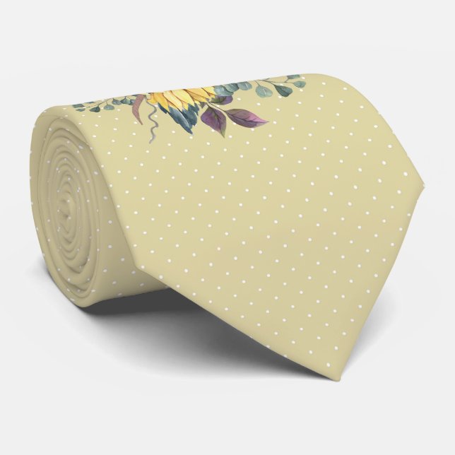 Rustic Sunflower Father of Bride or Groom Neck Tie (Rolled)