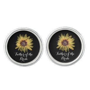 Rustic Sunflower Father of the Bride Cufflinks
