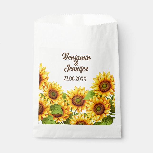 Rustic sunflower favor bag for wedding favors  (Front)