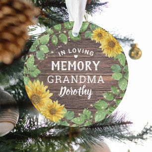 Rustic Sunflower Festive Photo   In Loving Memory Ornament
