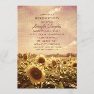 Rustic Sunflower Field Floral Retirement Party Invitation