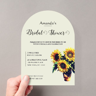 Rustic Sunflower Floral Arch Bridal Shower Acrylic Invitations