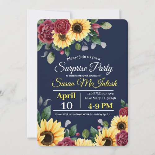 Rustic Sunflower Floral Birthday Party Invitation