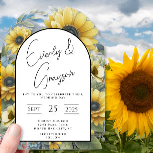 Rustic Sunflower Floral Bouquet Wedding Acrylic Invitations