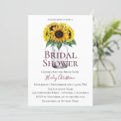 Rustic Sunflower Floral Bridal Shower Invitation (Standing Front)