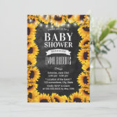 Rustic Sunflower Floral Chalkboard Baby Shower Invitation (Standing Front)