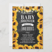 Rustic Sunflower Floral Chalkboard Baby Shower Invitation (Front)