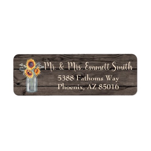 Rustic Sunflower Floral Country Vintage Wood Label