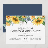 rustic sunflower floral housewarming party