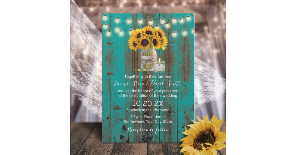 teal and yellow rustic wedding