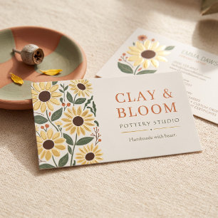 Rustic Sunflower Floral Personalized Modern Design Foil Business Cards