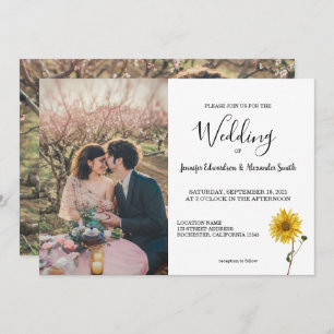 Rustic sunflower floral photo country Wedding Invi Invitation