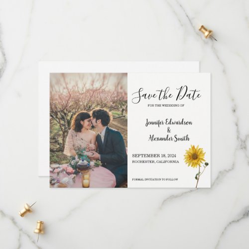 Rustic sunflower floral photo country wedding save the date