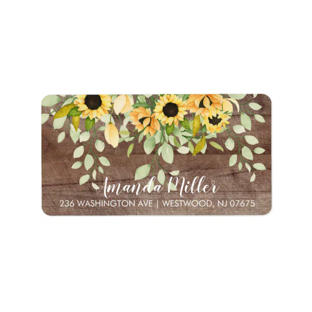 Rustic Sunflower Floral Return Address Label | Zazzle