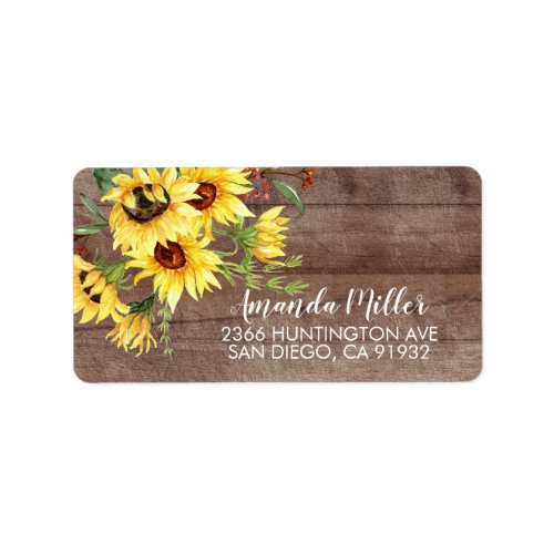 Rustic Sunflower Floral Return Address Label