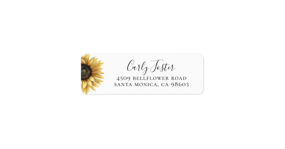 Rustic Sunflower Floral Return Address Label | Zazzle