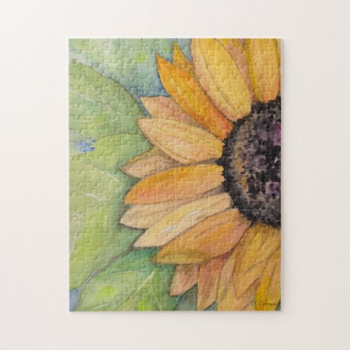 Rustic Sunflower Floral Watercolor  Jigsaw Puzzle