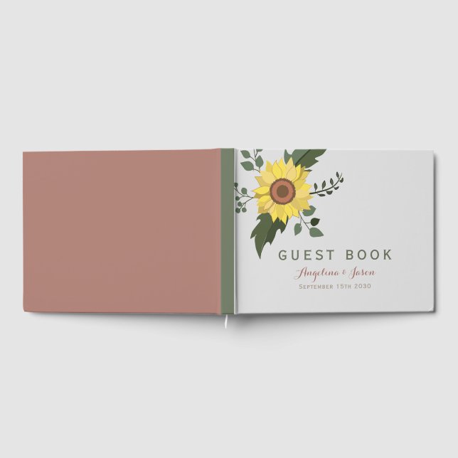 Rustic Sunflower Floral Wedding Guest Book (Full)