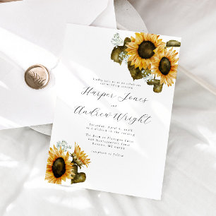 Rustic Sunflower Floral Wedding Invitation