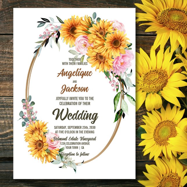 Rustic Sunflower Floral Wedding Invitation (Creator Uploaded)