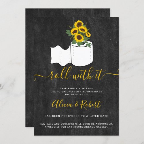 Rustic Sunflower floral wedding roll with it chalk Invitation