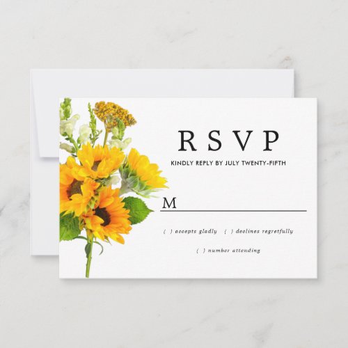 Rustic Sunflower Floral Wedding RSVP