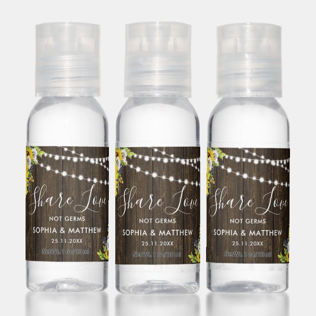 Rustic Sunflower Floral Wedding Shower Favour  Hand Sanitizer (Set)