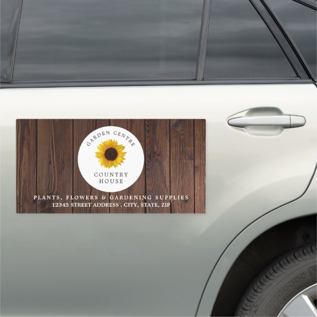 Rustic Sunflower, Garden Center, Horticulturist Car Magnet (In Situ)