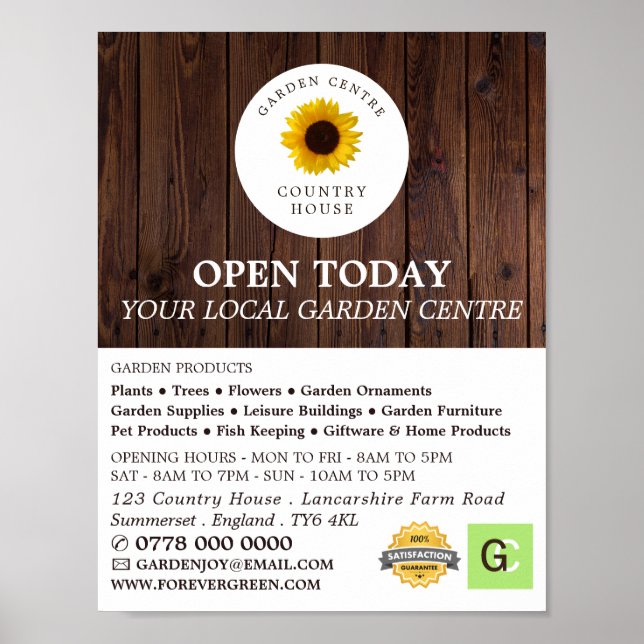 Rustic Sunflower, Garden Center, Horticulturist Poster (Front)