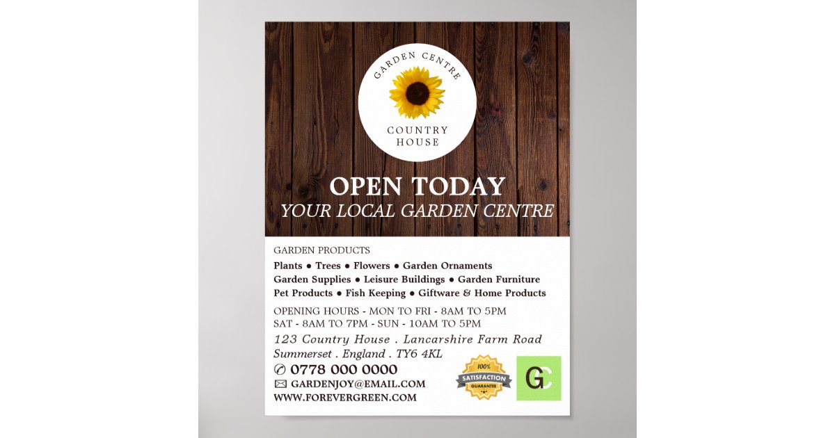 Rustic Sunflower, Garden Centre, Horticulturist Poster Zazzle