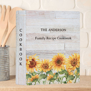 Rustic Sunflower Garden Family Recipe Cookbook Min Mini Binder