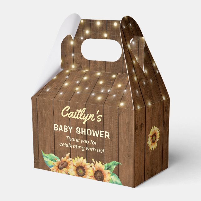 Rustic Sunflower Gender Neutral Yellow Baby Shower Favor Boxes (Front Side)