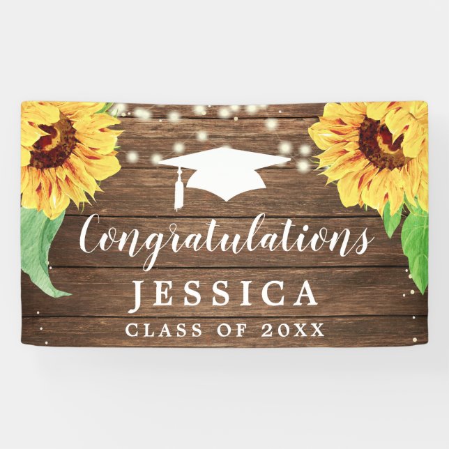 Rustic Sunflower Graduation Banners (Horizontal)