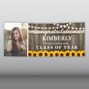Rustic Sunflower Graduation Photo Banner