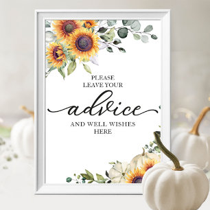 Rustic Sunflower Greenery Bridal Advice Sign Decor