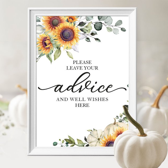 Rustic Sunflower Greenery Bridal Advice Sign Decor (Creator Uploaded)