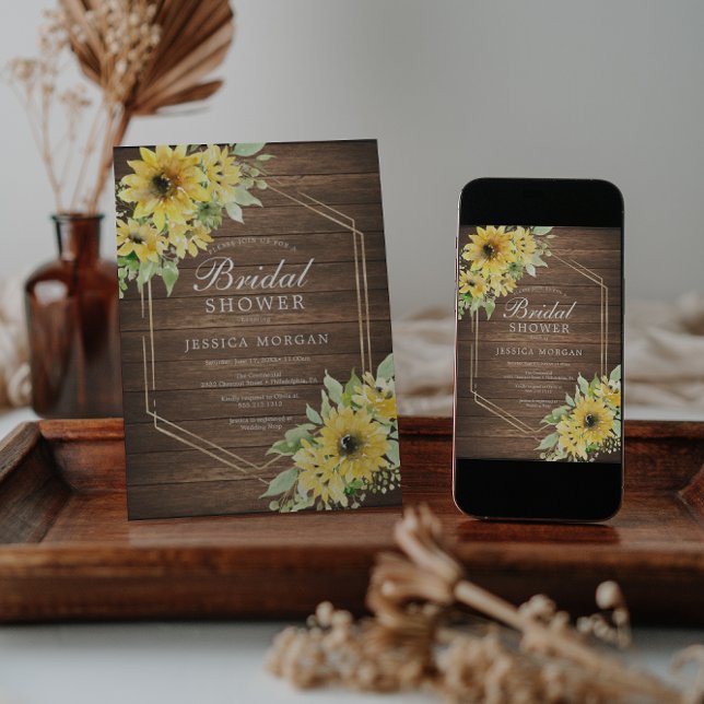 Rustic Sunflower Greenery Bridal Shower Invitation (Creator Uploaded)