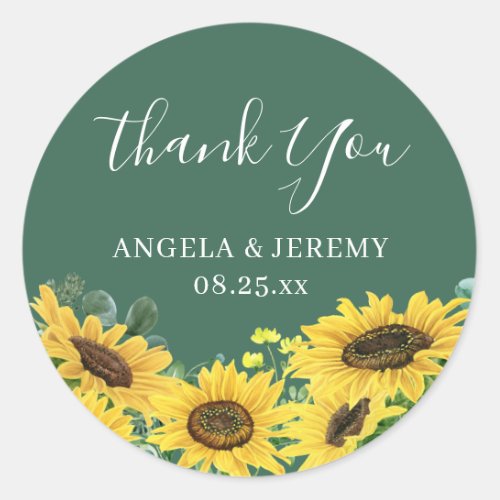 Rustic Sunflower Greenery Eucalyptus Thank You Classic Round Sticker - Rustic Sunflower Greenery Eucalyptus Thank You Sticker
(1) For further customization, please click the "customize further" link and use our design tool to modify this template. 
(2) If you need help or matching items, please contact me.