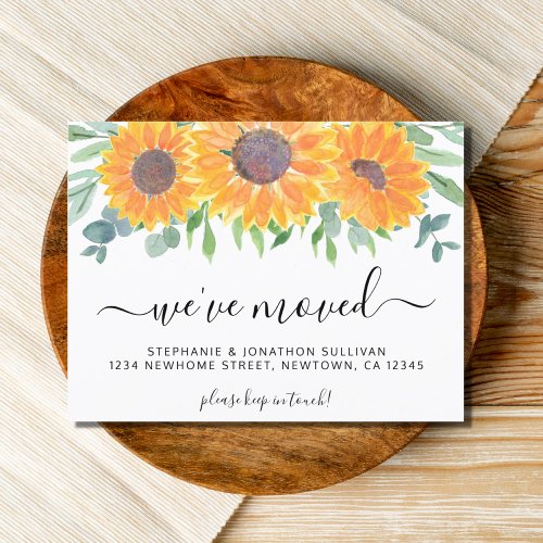 Rustic Sunflower Greenery Moving Announcement Postcard