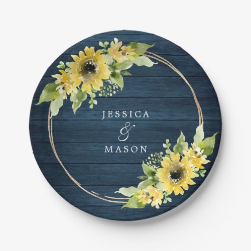 Rustic Sunflower Greenery Paper Plate