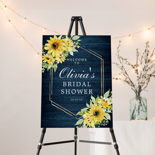 Rustic Sunflower Greenery Shower Welcome Sign (In Situ (Stand))
