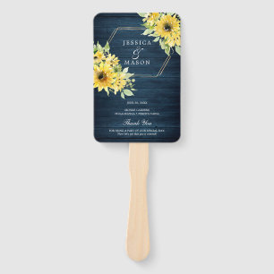 Rustic Sunflower Greenery Wedding Fan Program