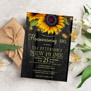 Rustic sunflower housewarming party invitation