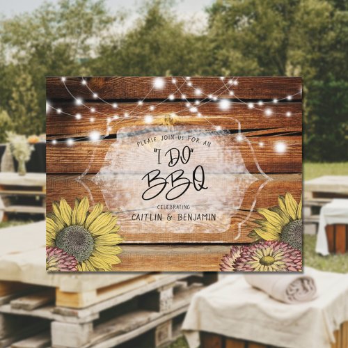 Rustic Sunflower I Do BBQ Bridal Shower  Invitation Postcard