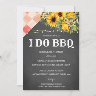 Rustic Sunflower I Do BBQ Engagement Party Invitation